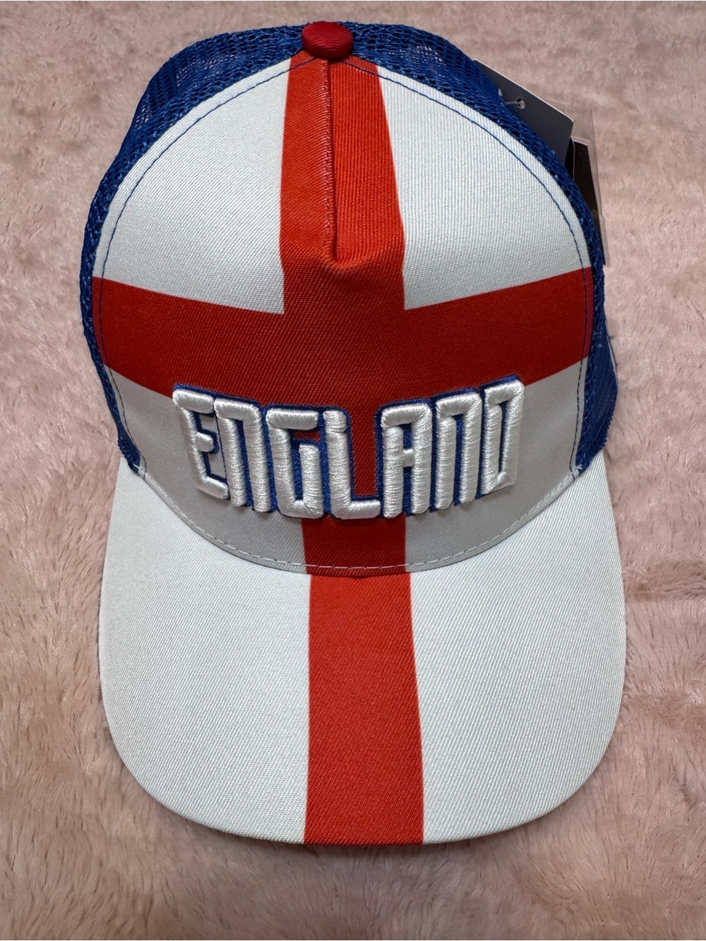 England Flag Trucker Hat with Embroidered Text